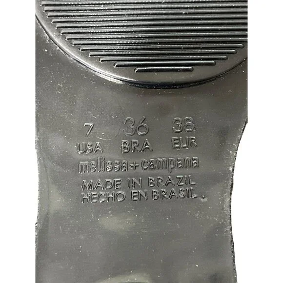 Melissa + Campana Black Jelly Flats Womens Size 7 - Picture 7 of 10